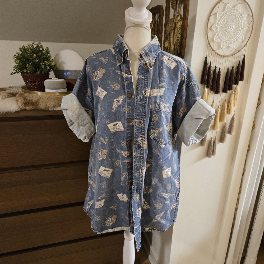 Woolrich airplane short sleeved button up